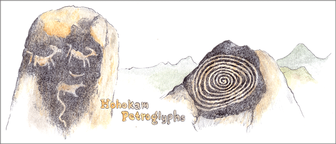 Hohokam petroglyphs on a hilltop...